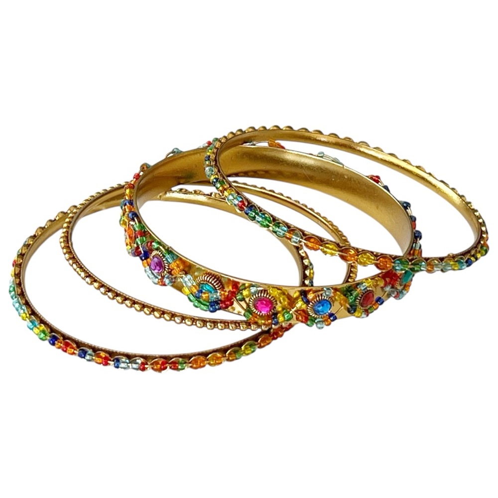 Beaded and Rhinestone Stack Bangle Bracelets - Picture 6 of 6